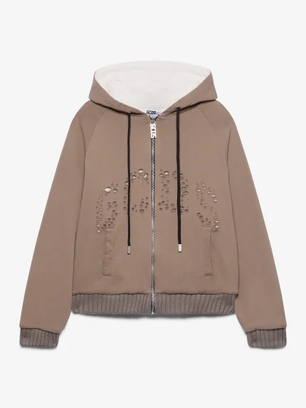 Felpa GCDS Con Cappuccio E Full Zip Con Maniche Raglan E Logo (6)