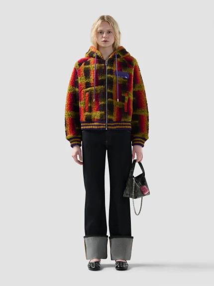 Felpa GCDS Con Cappuccio in Teddy Con Full Zip (5)