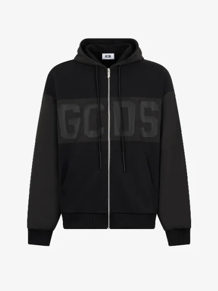 Felpa GCDS Con Zip Integrale in Nylon Mix Con Logo a Fascia (5)