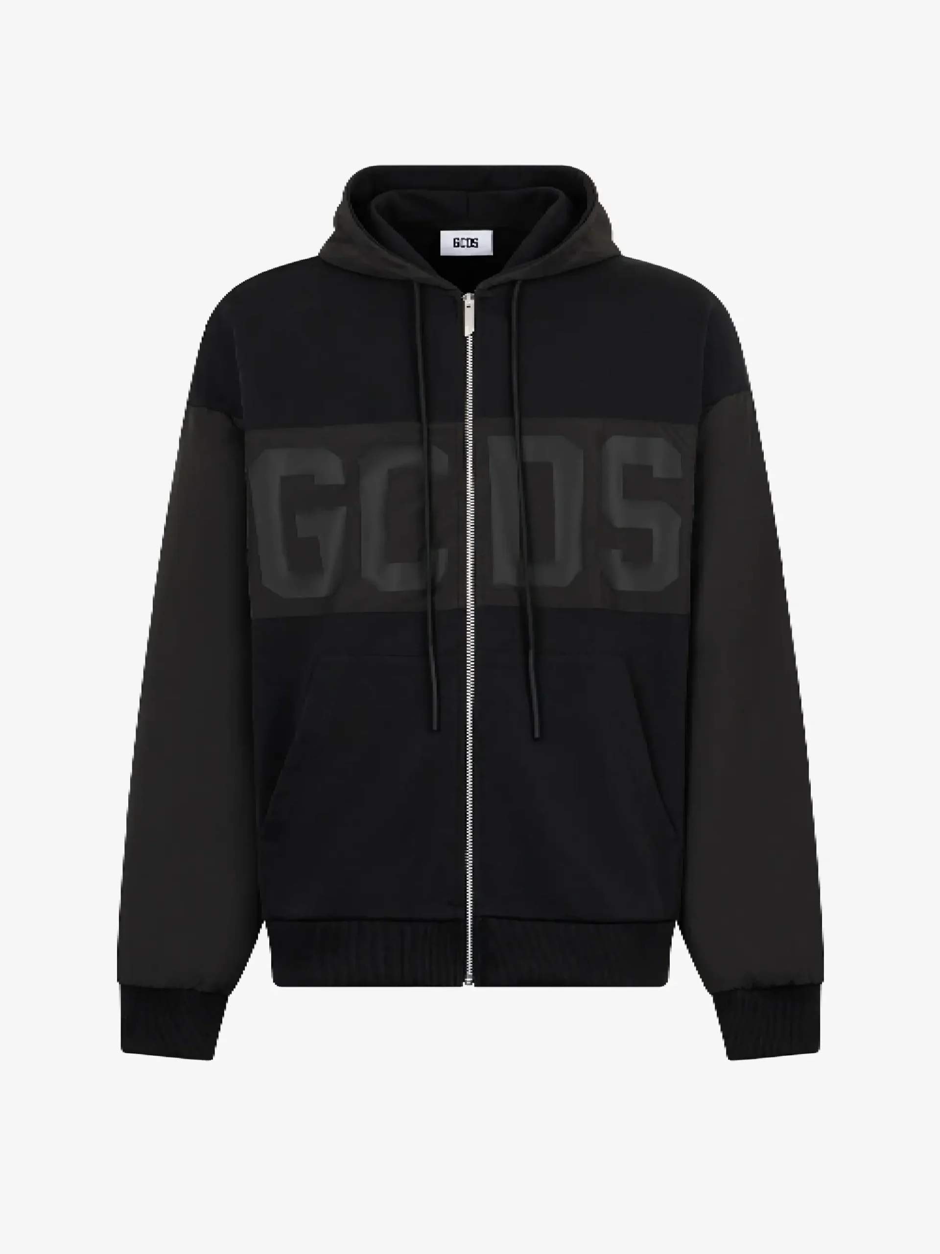 Felpa GCDS Con Zip Integrale in Nylon Mix Con Logo a Fascia (5) Felpa GCDS Con Zip Integrale in Nylon Mix Con Logo a Fascia (5)