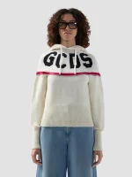 Felpa GCDS Corta Con Cappuccio in Maglia Con Logo (3)