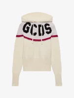 Felpa GCDS Corta Con Cappuccio in Maglia Con Logo (5)