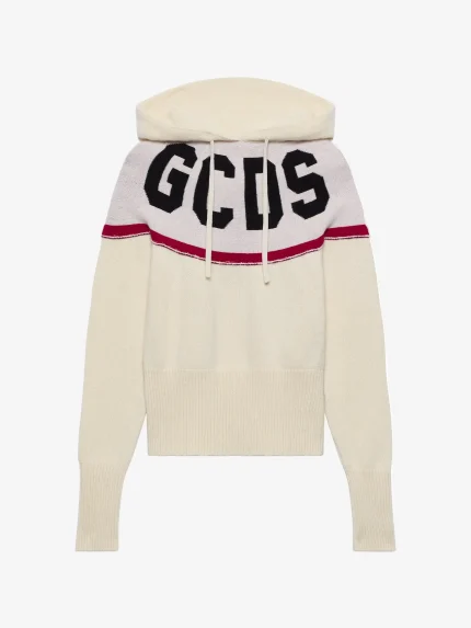 Felpa GCDS Corta Con Cappuccio in Maglia Con Logo (5)