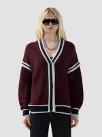 Maglia GCDS Cardigan College Logo Lounge Bordeaux (3)