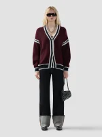 Maglia GCDS Cardigan College Logo Lounge Bordeaux (4)