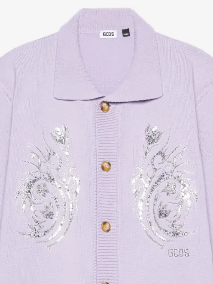 Maglia GCDS Cardigan Con Bottoni E Fiori Tribali (1)