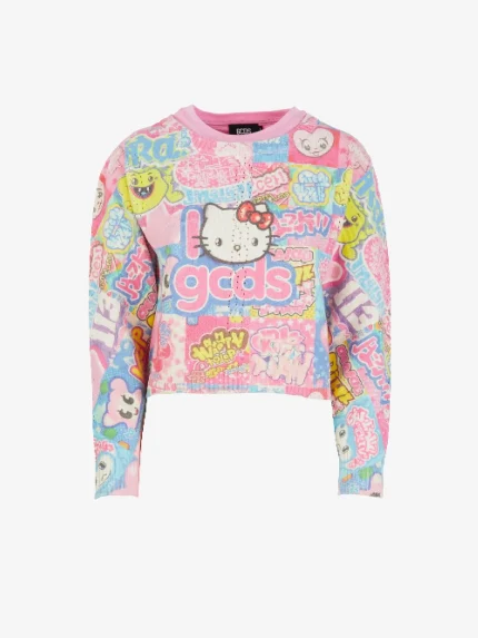 Maglia GCDS Cropped Con Stampa Hello Kitty Kawaii (5)