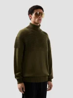 Maglia GCDS Dolcevita a Coste Ottoman Verde Militare (2)