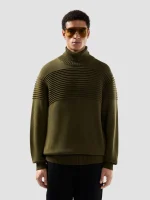Maglia GCDS Dolcevita a Coste Ottoman Verde Militare (3)