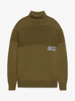 Maglia GCDS Dolcevita a Coste Ottoman Verde Militare (5)