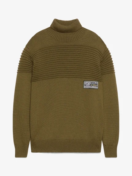 Maglia GCDS Dolcevita a Coste Ottoman Verde Militare (5)