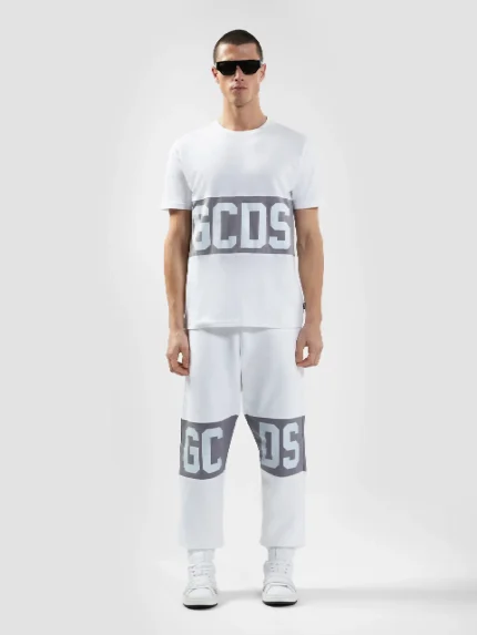 Pantaloni Tuta Band Logo Bianco GCDS (5)