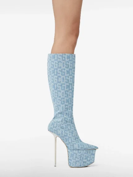 Pole Gcds Monogram Denim Boots (2)