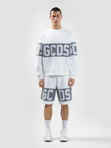 Shorts Tuta Con Band Logo Bianco Gcds (4)