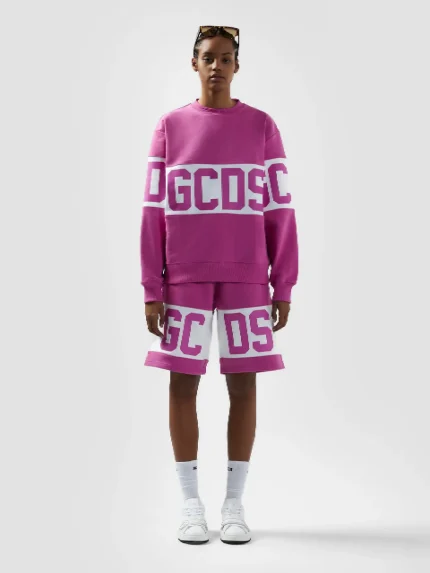 Shorts Tuta Con Band Logo Fucsia Gcds (3)