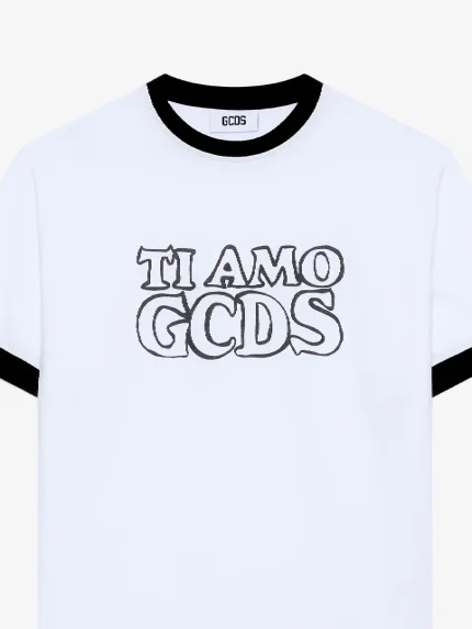 T Shirt Logo Ti Amo Gcds Outlined Bianco (1)