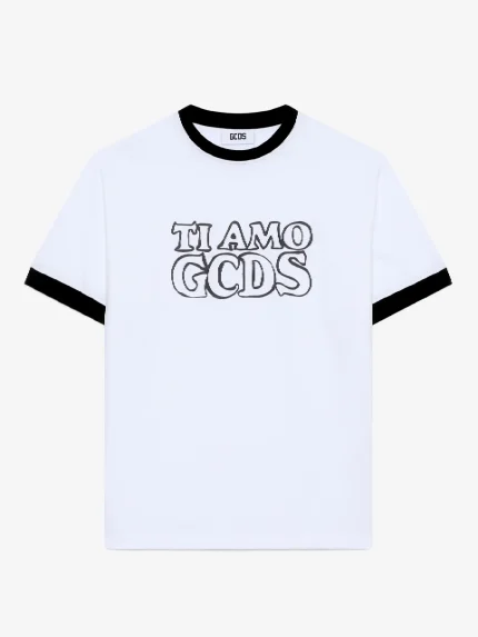 T Shirt Logo Ti Amo Gcds Outlined Bianco (2)