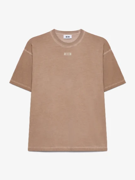 T Shirt Solarizzata Logo Patch Beige Gcds (1)