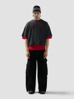 T Shirt over Con Logo Solarizzato Grigio Scuro Gcds (4)