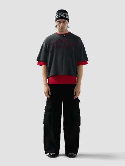 T Shirt over Con Logo Solarizzato Grigio Scuro Gcds (4)
