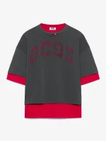 T Shirt over Con Logo Solarizzato Grigio Scuro Gcds (5)
