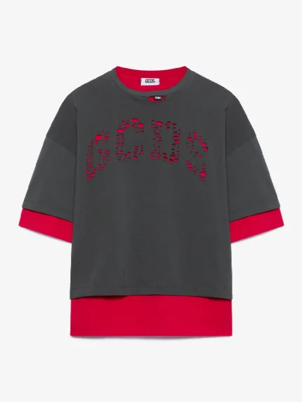 T Shirt over Con Logo Solarizzato Grigio Scuro Gcds (5)