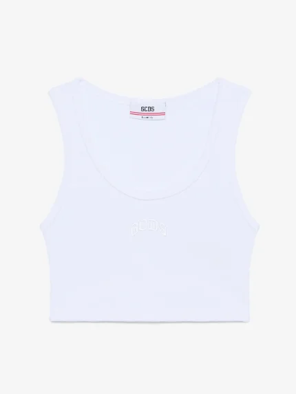 Top Mini a Costine Logo Lounge Bianco GCDS (1)